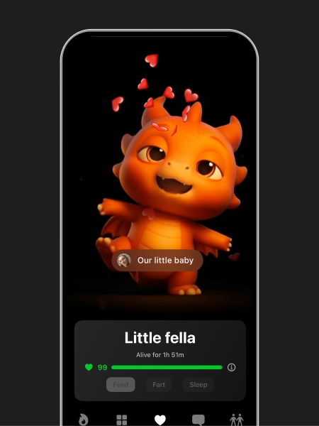 Spark app Dragon Pet feature - shared digital pet for couples