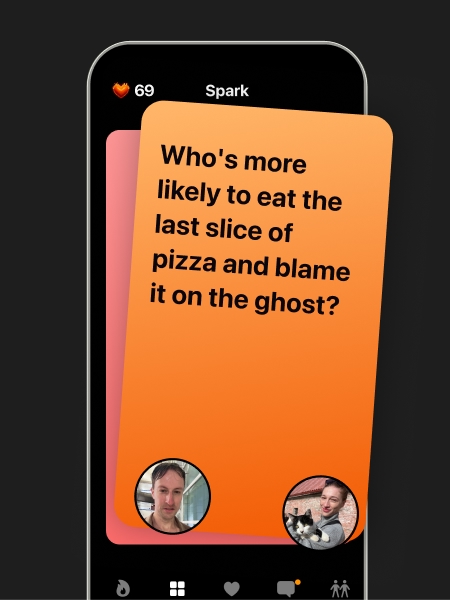Spark app Questions feature - who's more likely scenarios for couples