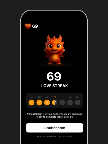 Spark app Streaks feature - daily connection habits tracker for couples