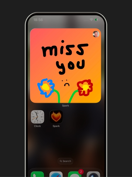 Spark app Widget Love feature - homescreen doodles and selfies for couples