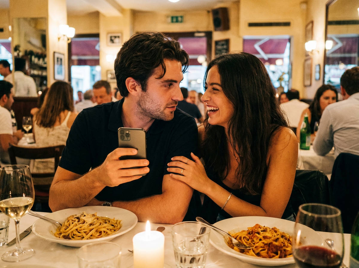 Happy couple having a meaningful conversation together